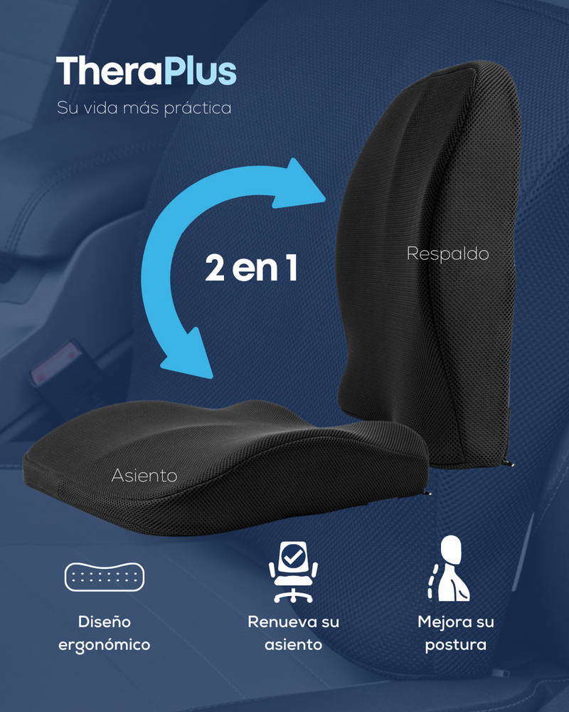 Cojín y asiento postural 2 en 1 Theraplus negro / Theramart