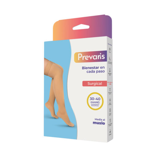Media Sheer Premier Surgical – Al muslo – Compresión Mediana 30-40 mmHg  – Prevaris
