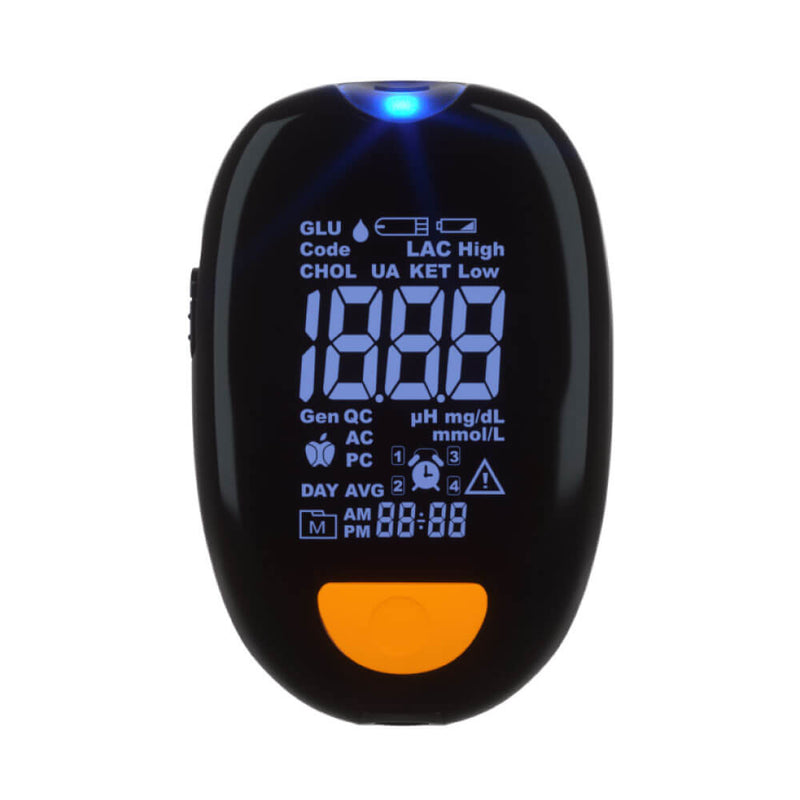 Medidor de glucosa o azúcar, colesterol y cetonas en sangre, glucómetro Smartcheck Professional