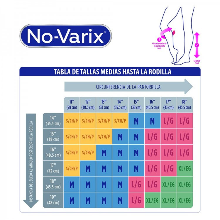 NoVarix – A la rodilla con punta abierta – Compresión Extra-Firme 30-40 mmHg