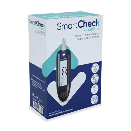 Medidor de glucosa o azúcar en sangre, glucómetro Smartcheck Essential - Casa Medica