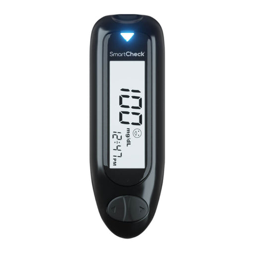 Medidor de glucosa o azúcar en sangre, glucómetro Smartcheck Essential - Casa Medica
